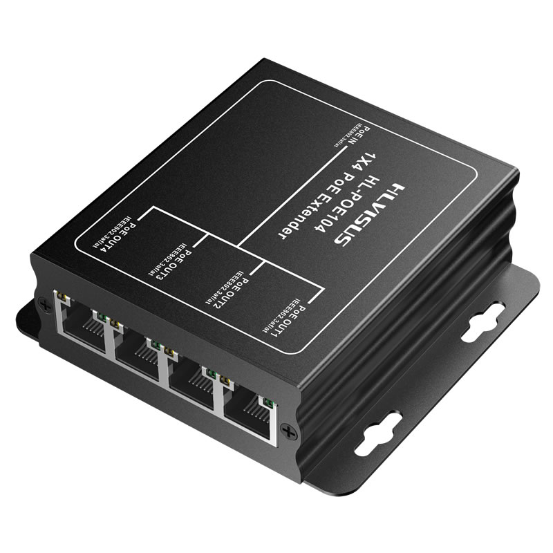 Poe+ 4 Port POE Extender Repeater 1 IN 4 OUT 48V/30W 100Mbps