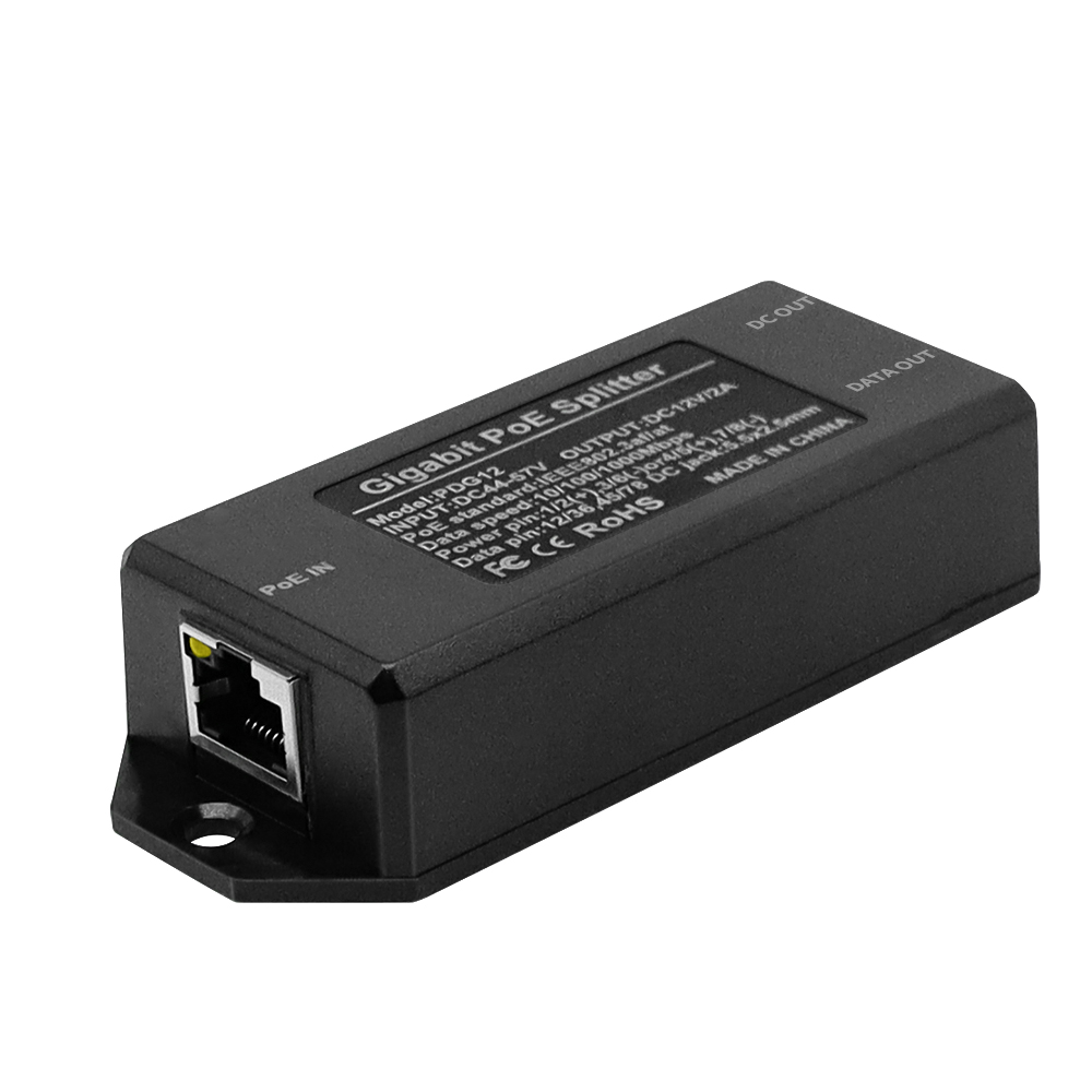 Gigabit POE Splitter 48V to 12V 2.2A IEEE 802.3af/AT Standard HL-PG12