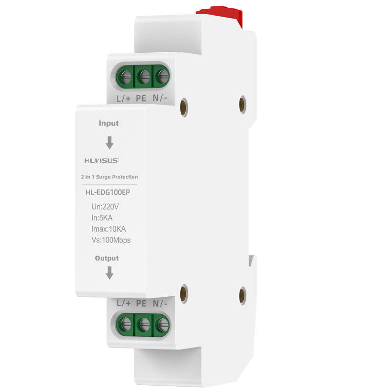 HL-DG100EP/HL-EDG100EP 00MBPS 2-IN-1 LIGHTNING SURGE PROTECTOR FOR SURVEILLANCE CAMERAS DIN Rail Mount Network Surge Protector