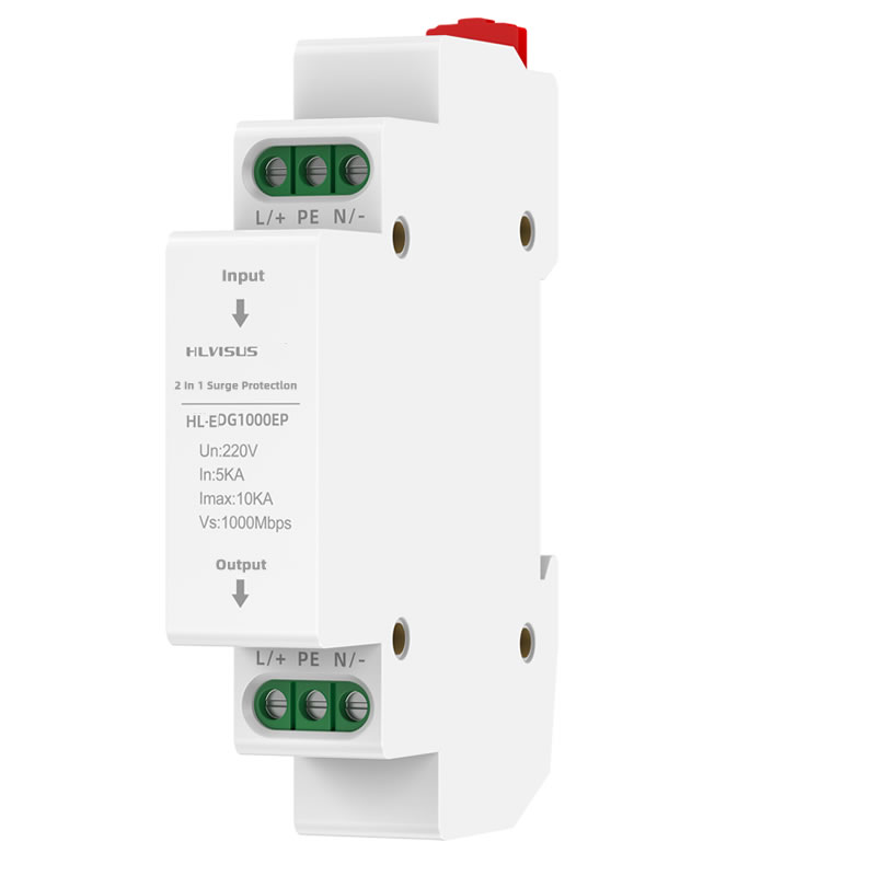 HL-DG1000EP/HL-EDG1000EP 1000MBPS 2-IN-1 LIGHTNING SURGE PROTECTOR FOR SURVEILLANCE CAMERAS DIN RAIL MOUNT NETWORK SURGE PROTECTOR